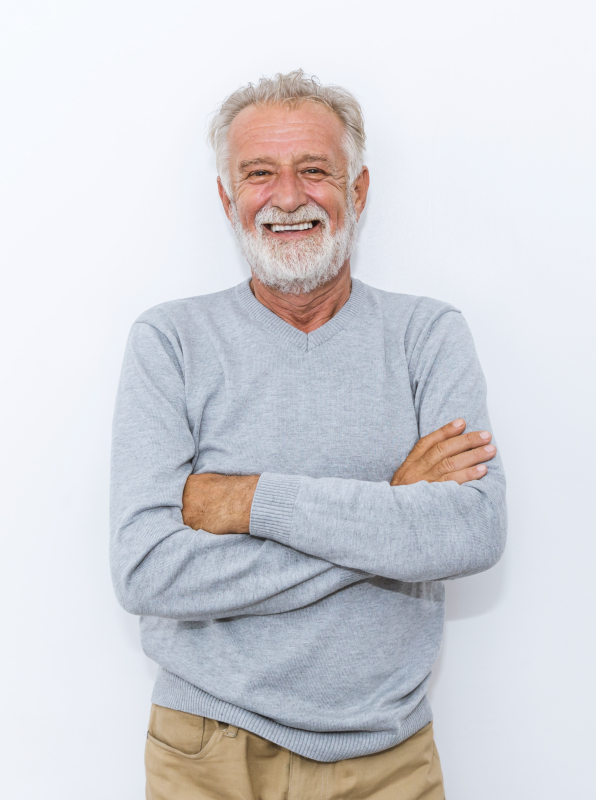 Older man in grey