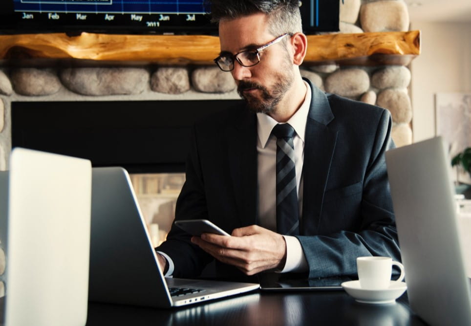 Financial advisor using a laptop