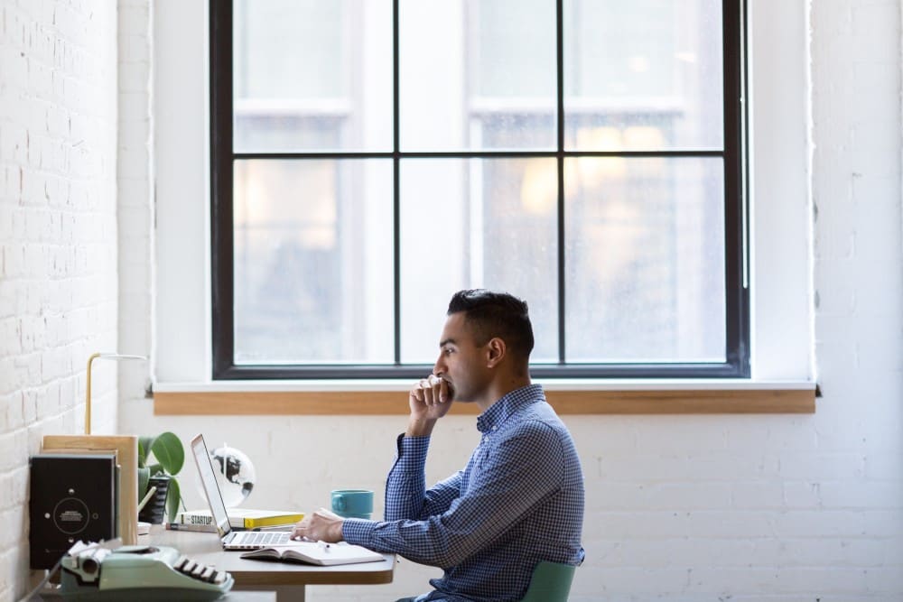 Person looking at a computer