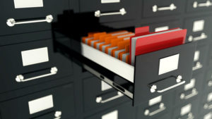 archive drawers with files