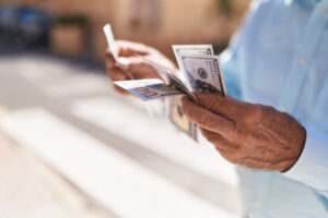 Retiree counting money
